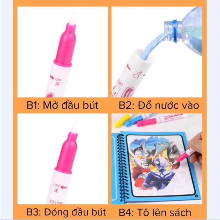 Tranh tô màu nước ma thuật, sách tập tô thần kỳ, magic water book cho bé