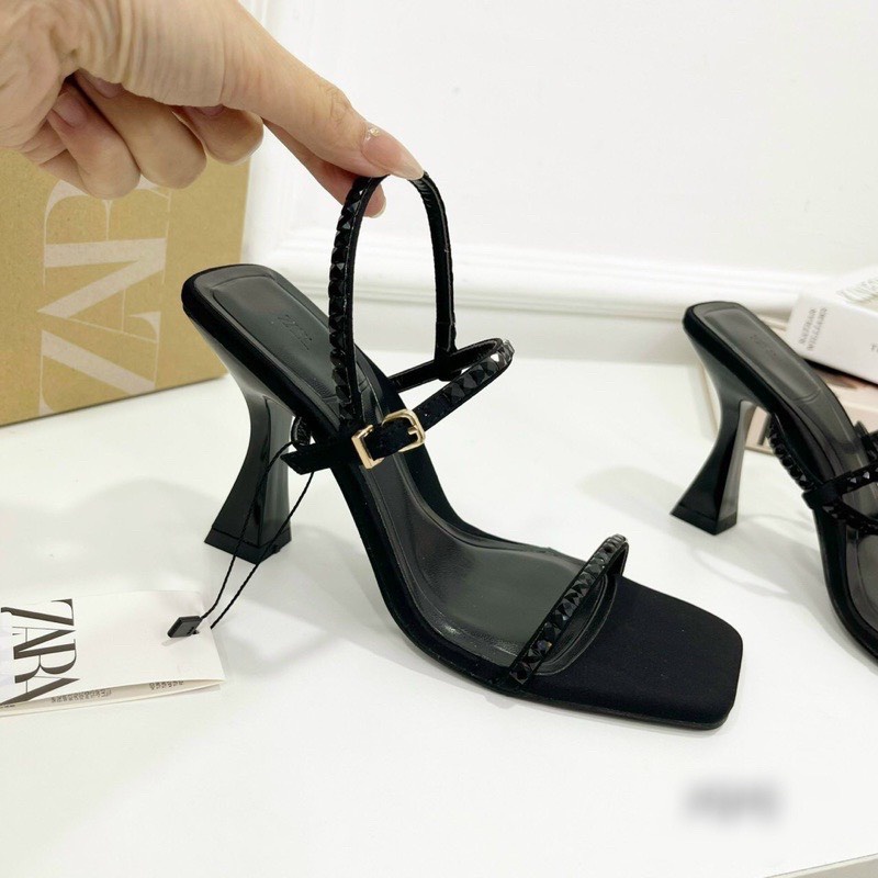 Sandal ZR cao gót 9cm quai đá mảnh fullbox tem