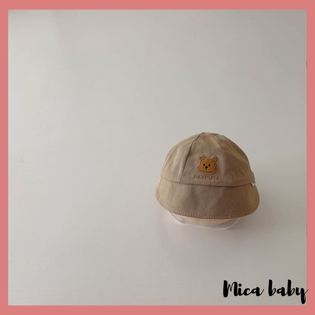Mũ bucket trẻ em đính gấu phòng cách Hàn Quốc thời trang đáng yêu cho bé MH227 Mica baby