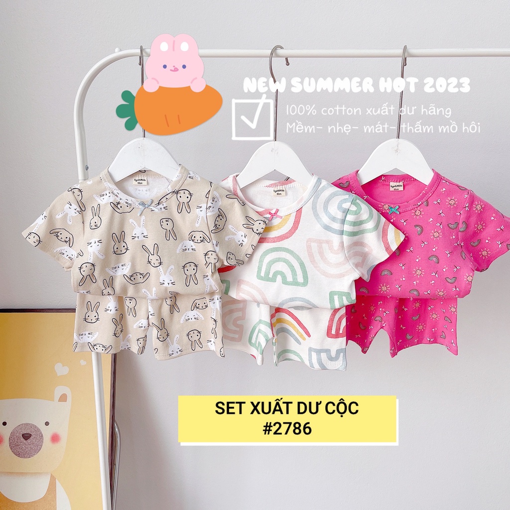 SET 3 bộ đồ trẻ em bé gái , đồ bộ cho bé 1-5 tuổi 8-18kg , chất liệu cotton bozip , co giãn , thấm mồ hôi