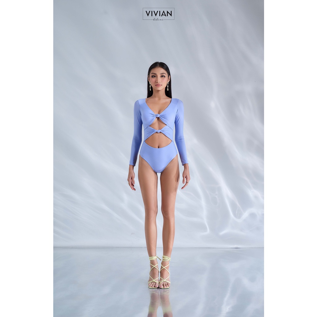 Đồ bơi nữ cao cấp 𝐕𝐈𝐕𝐈𝐀𝐍 dạng một mảnh tay dài, thân áo cutout gợi cảm - Xanh da trời - VS191_BU