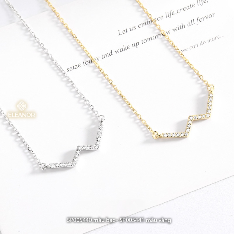 Dây chuyền nữ bạc 925 Eleanor Accessories mặt hình chữ W đính đá phụ kiện trang sức thanh lịch 5440