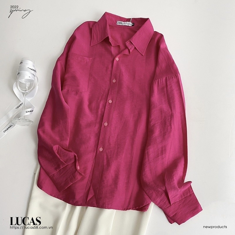 Pass áo sơ mi hồng cánh sen dáng rộng oversize - Lucas