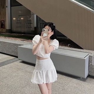 Set áo tay bồng cổ vuông chân váy bồng xoè sang chảnh đáng yêu thiết kế Bonheur Karina Set