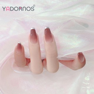 YADORNOS Móng Tay Giả Dài Viền Bạc Trang Trí Xinh Xắn Cho Nữ Sinh/Vũ Công Ba Lê