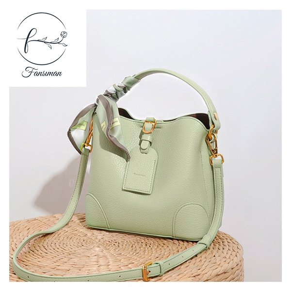 Túi xách nữ FANSIMAN chính hãng kèm dây lụa, kiểu túi messenger cầm tay, đeo vai da sang trọng FSH106