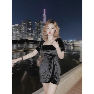 Đầm Rose Tay Phồng Chéo 3384
