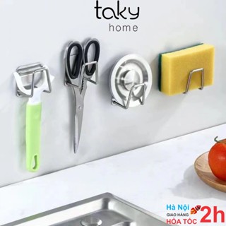 Móc Inox Giá Treo Vung Nồi Dán Tường, Treo Miếng Cọ Rửa Bát, Nồi, Xoong Chảo, Tiện Dụng Nhà Bếp. TakyHome 2010