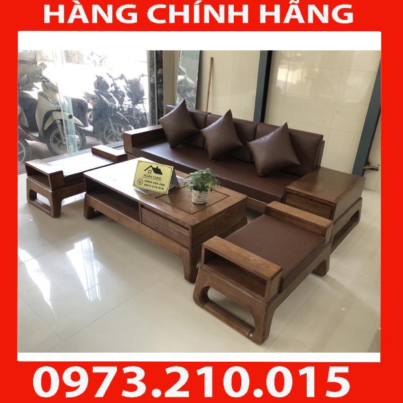 HÀNG CHÍNH HÃNG  Ảnh thật sofa 3 món chân quỳ gỗ sồi nga màu óc chó đen, màu óc chó nâu, màu cánh gián