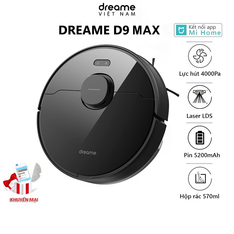 Robot, Máy Hút Bụi Lau Nhà Tự Động Thông Minh Dreame D9 Max – Bản Quốc Tế - BH 12 Tháng