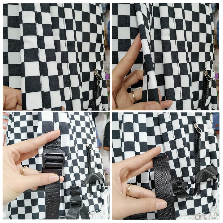 Balo caro trơn đi học nam nữ size to vải dù cho học sinh cấp 2 cấp 3 - B1180