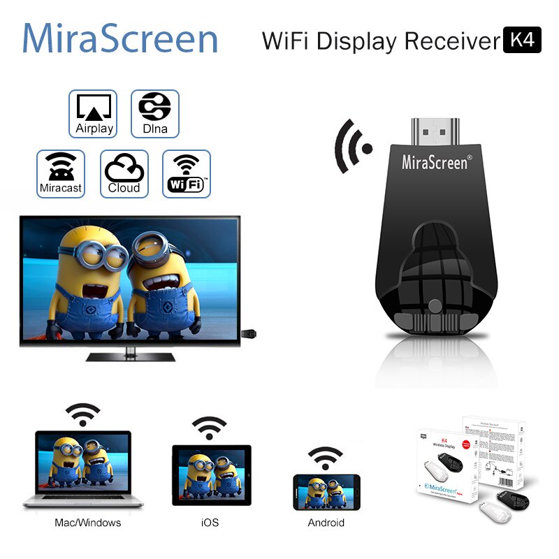 HDMI Không Dây Mirascreen K4 - Tốc Độ Kết Nối Siêu Nhanh (Dùng cho Android/IOS/Windows/MacOS) Chính Hãng