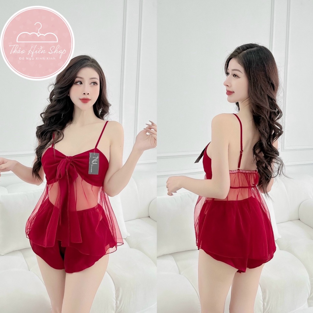 Bộ đùi lưới nơ freesize < 55kg