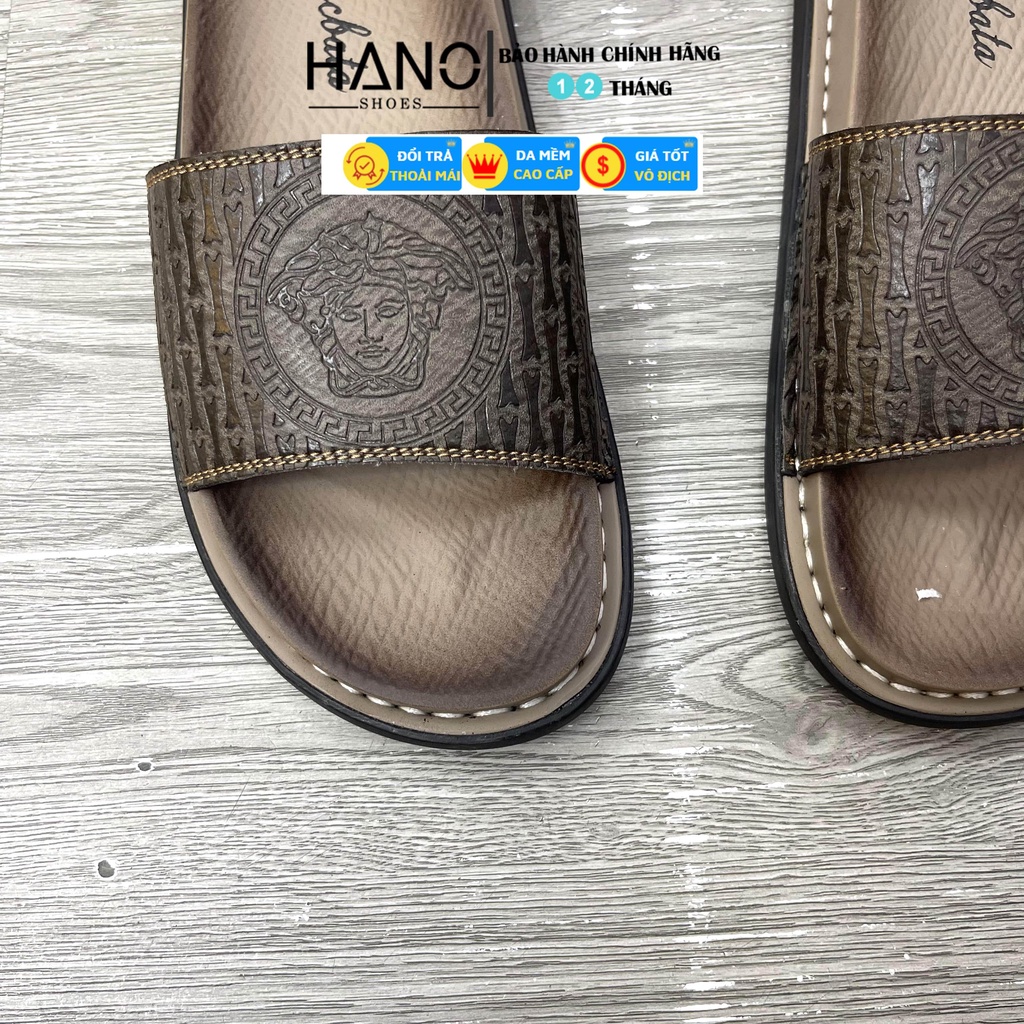 Dép da nam bản ngang Viền chỉ da bò thật đế Đúc Khâu xịn VNXK