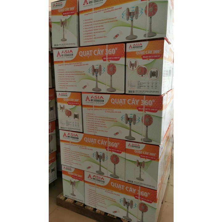 Quạt cây Asia quay 360 độ bảo hành chính hãng 2 năm - Quạt 2 đầu QC12-360 siêu êm, mát và sang trọng