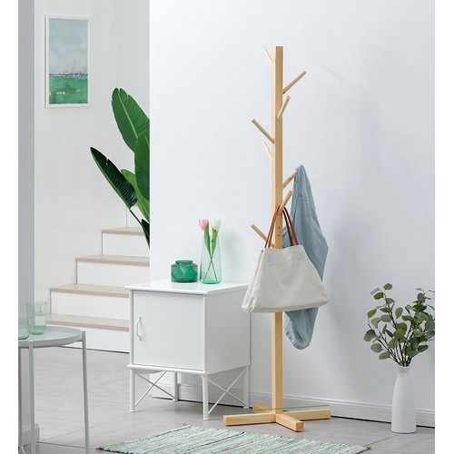 CÂY TREO QUẦN ÁO, NÓN MŨ, TÚI XÁCH GỖ THÔNG TIỆN DỤNG l CÂY TREO ĐỒ ĐA NĂNG DẠNG ĐỨNG, PHONG CÁCH HÀN QUỐC