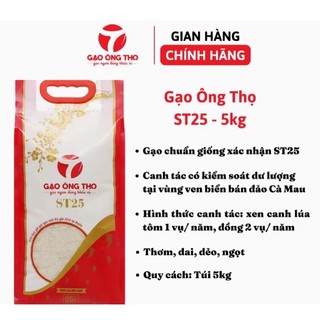 Gạo st25 ông thọ túi 5kg dẻo mềm
