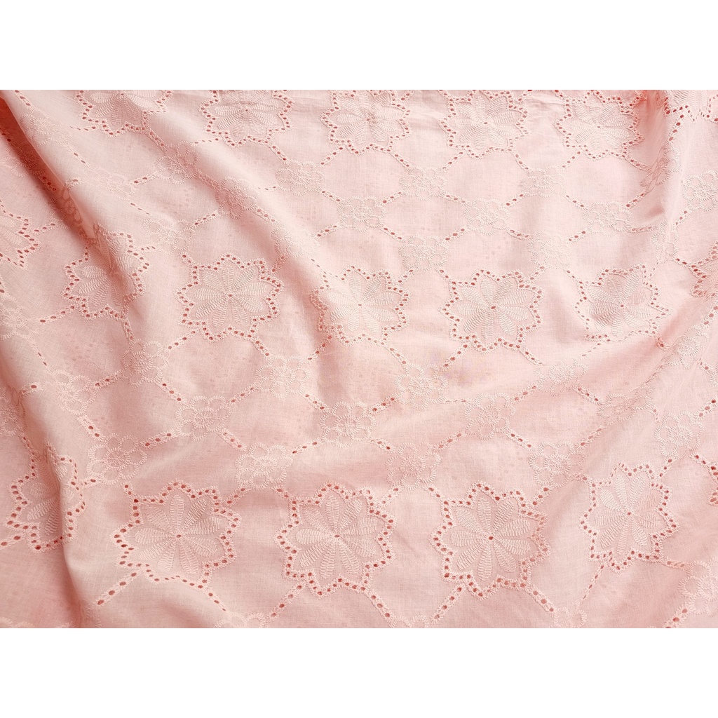 Vải thô boi thêu hồng cam