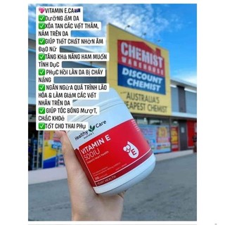 Vitamin E Healthy care 500IU 200 Viên Úc-dưỡng da,làm mờ sẹo,thâm,nám,mượt tóc  .