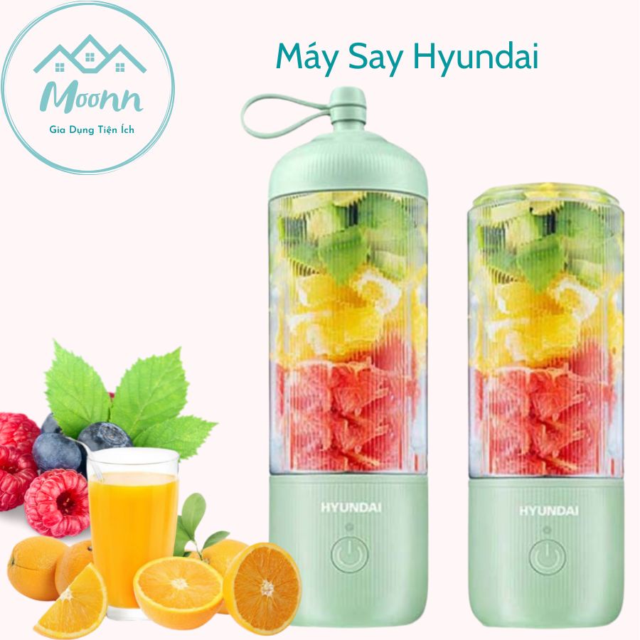 Máy Xay Sinh Tố Đa Năng Mini Cầm Tay Hyundai Chính Hãng, Máy Say Hoa Quả Sạc Tích Điện Mang Đi Tiện Lợi, Dung Tích 350ml