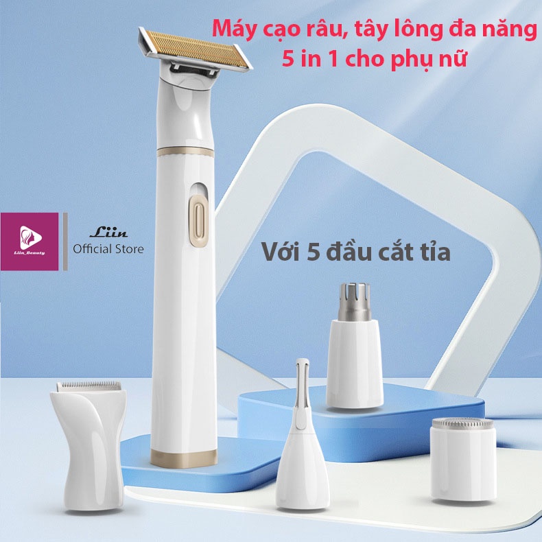 Máy Cạo Râu, Dụng Cụ Cạo Lông Đa Năng 5 Trong 1, Máy Cắt Tỉa Lông Mũi Lông Mày Lông Vùng Kín Bikini Cho Phụ Nữ Nhỏ Gọn