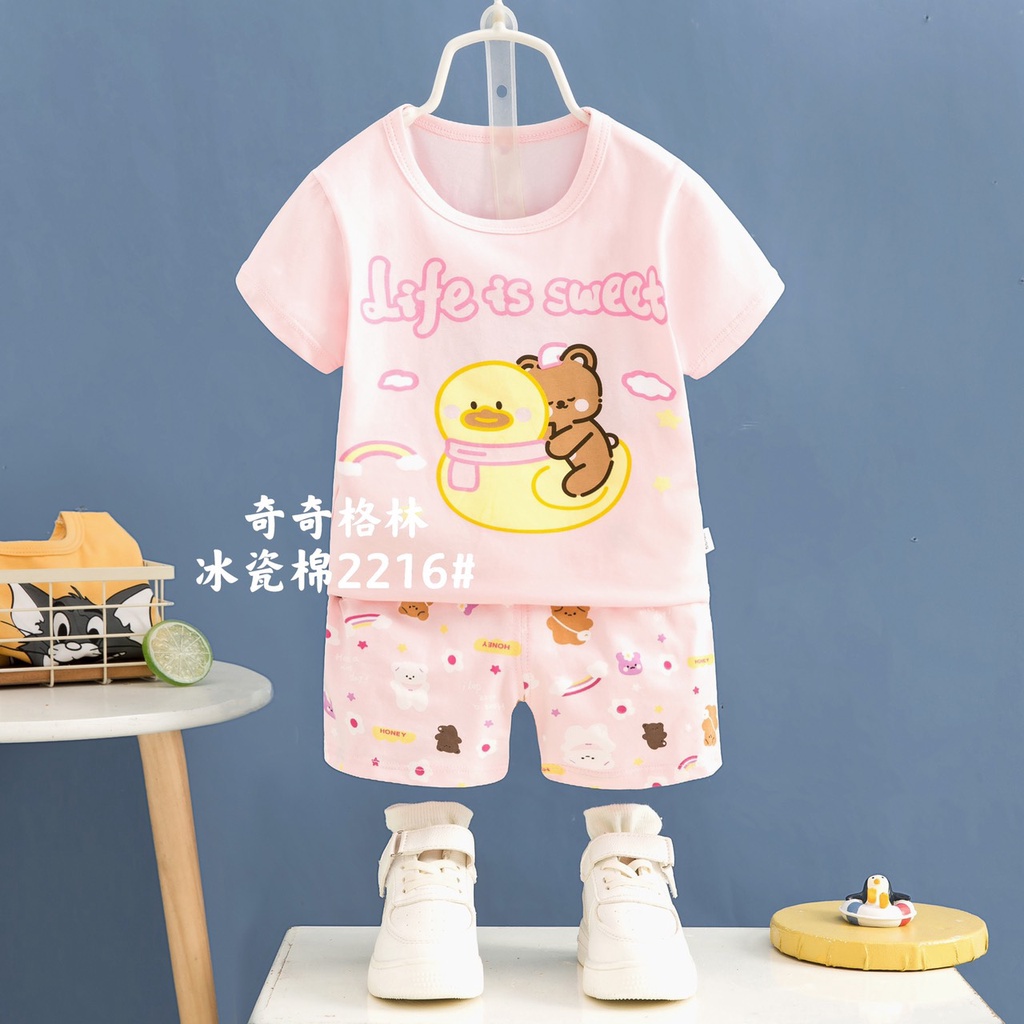Đồ bộ xuất hàn QiQi cho bé gái – Cotton 4 chiều