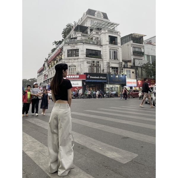 Quần ống rộng màu xám trắng- Light Grey Wide Leg Pants