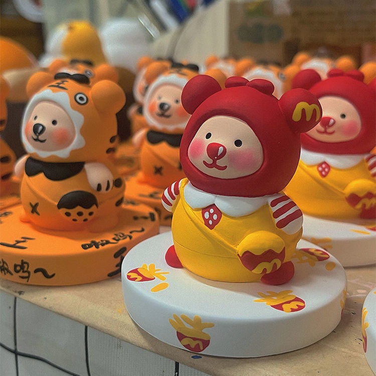 COMBO 6 con gấu CUTE - Tượng thạch cao tô màu 7cm