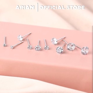 Khuyên tai nụ đá Zicon bạc, Bông tai nụ đá bạc 925 Arian Accessories