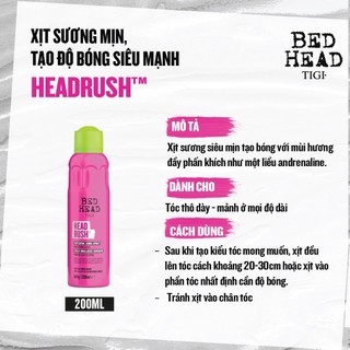 Xịt tạo bóng cho tóc Tigi Bed Head Head Rush 200ML