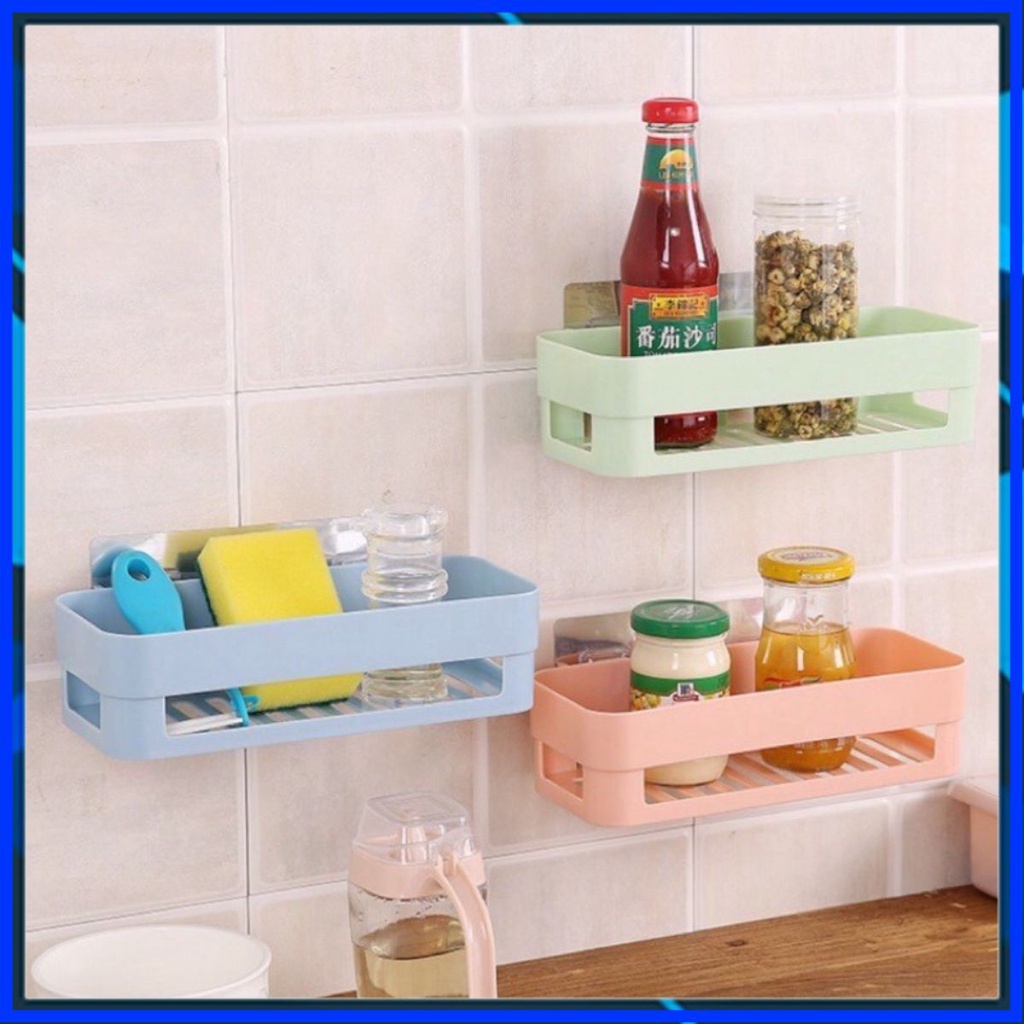 [combo 2 cái] Kệ nhựa chữ nhật dán tường chịu lực ,kệ để đồ nhà tắm nhà bếp