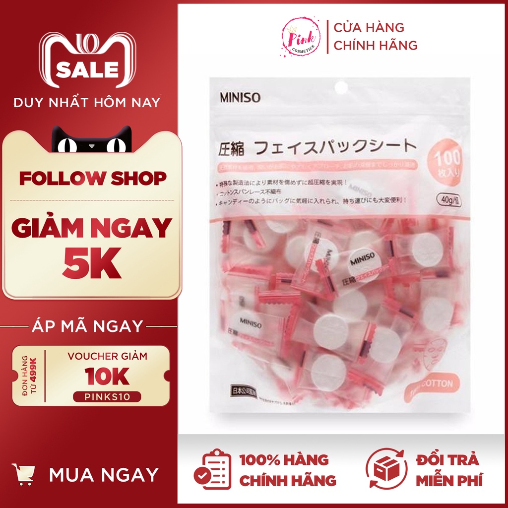 Bịch Mặt Nạ Giấy Nén Miniso Nhật Bản