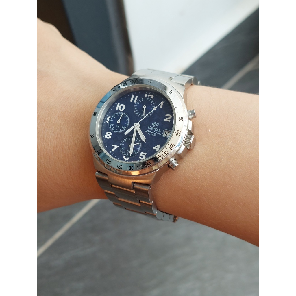 Đồng hồ nam Kaepa 6 kim mặt xanh caro chạy pin hàng si