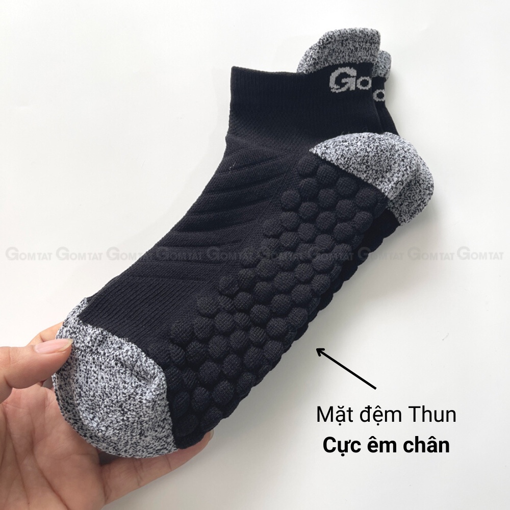 Tất thể thao nam nữ cổ ngắn GOMTAT, chất liệu cotton hút ẩm thoáng khí có đệm nút thun êm chân  -GOM501-THETHAO-1DOI