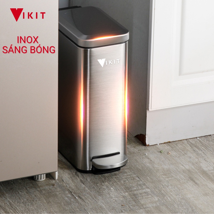 [6L -> 30L] Thùng rác inox đạp chân nhà vệ sinh, bếp cao cấp nắp đóng chậm VIKIT R16