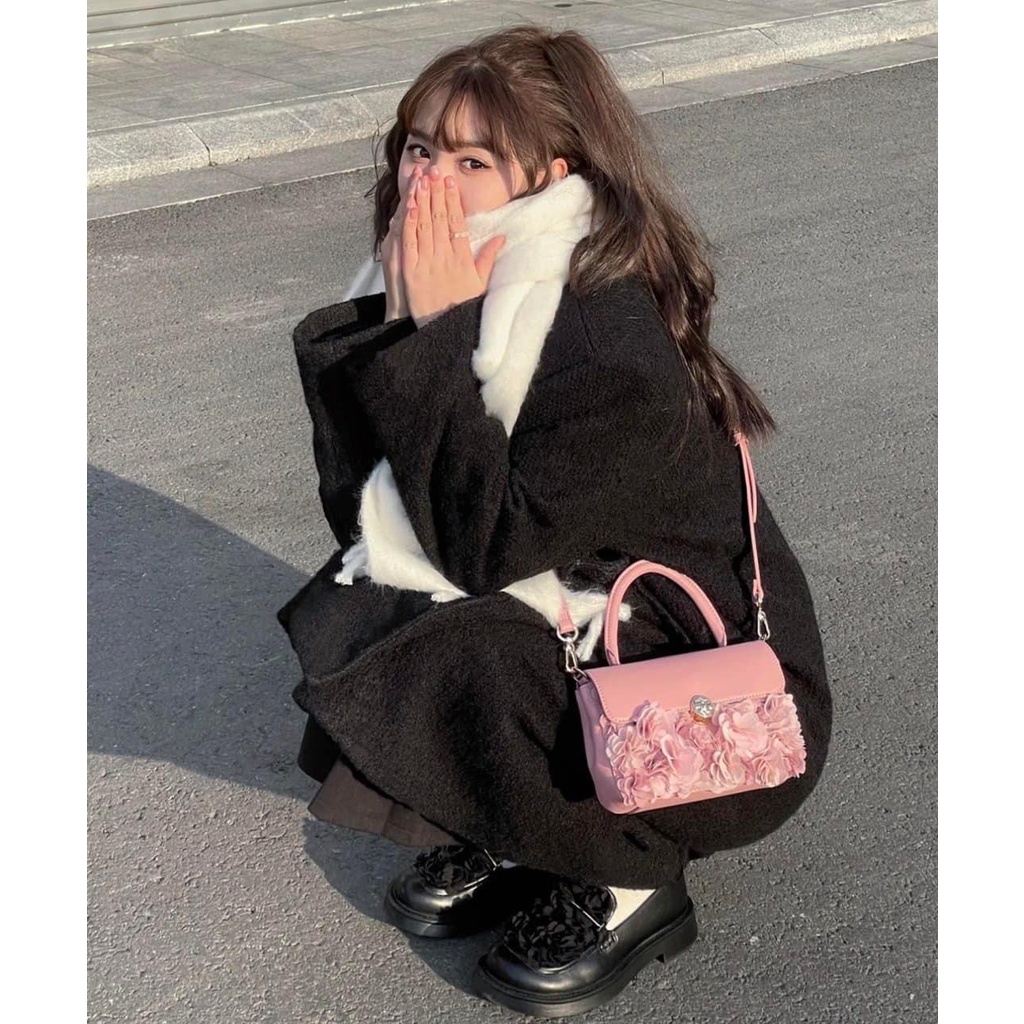 Túi C.N.K hoa quai xách đeo chéo sz 19cm -Full hộp