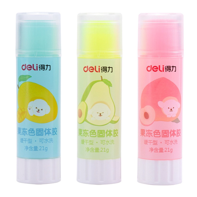 Keo khô Deli No.9626/9627/9628 chất liệu ACR đặc nhiều màu trái cây
