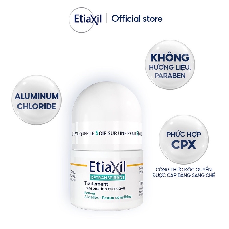 Lăn khử mùi Etiaxil hỗ trợ cải thiện mùi hôi hiệu quả chính hãng Pháp 15ml mới