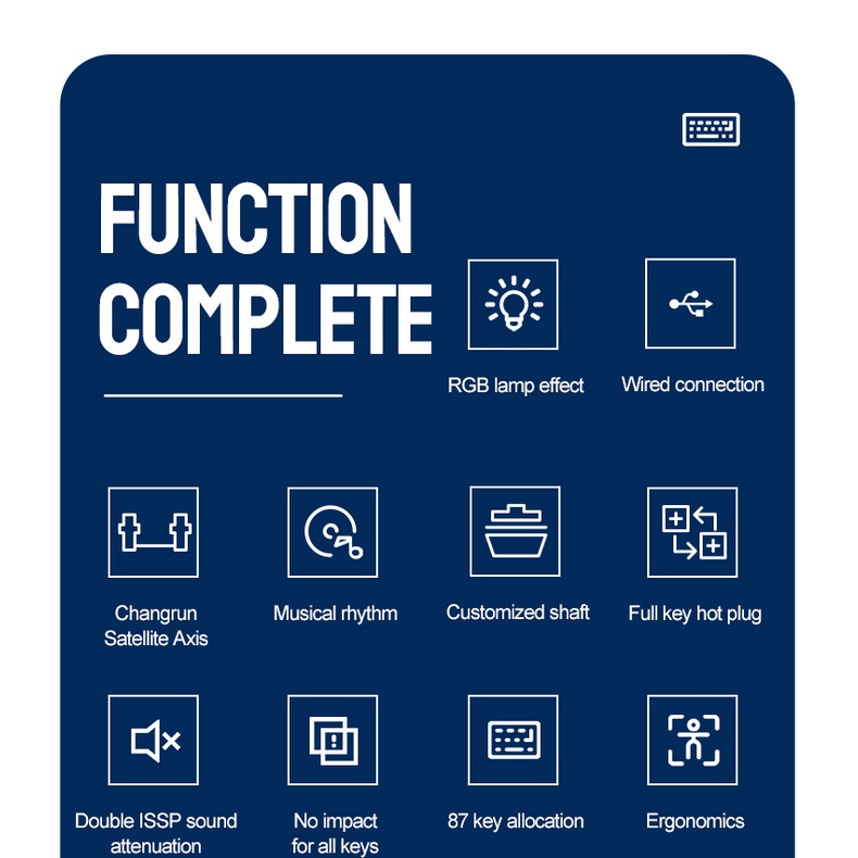 ASHLIFE K87 Bàn phím cơ Bàn phím chơi game RGB ánh sáng thở Trao đổi nóng toàn bộ phím bàn phím có dây