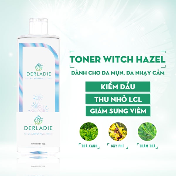 Nước Hoa Hồng chiết Xuất Cây Phỉ Derladie Natural Toner 500ml
