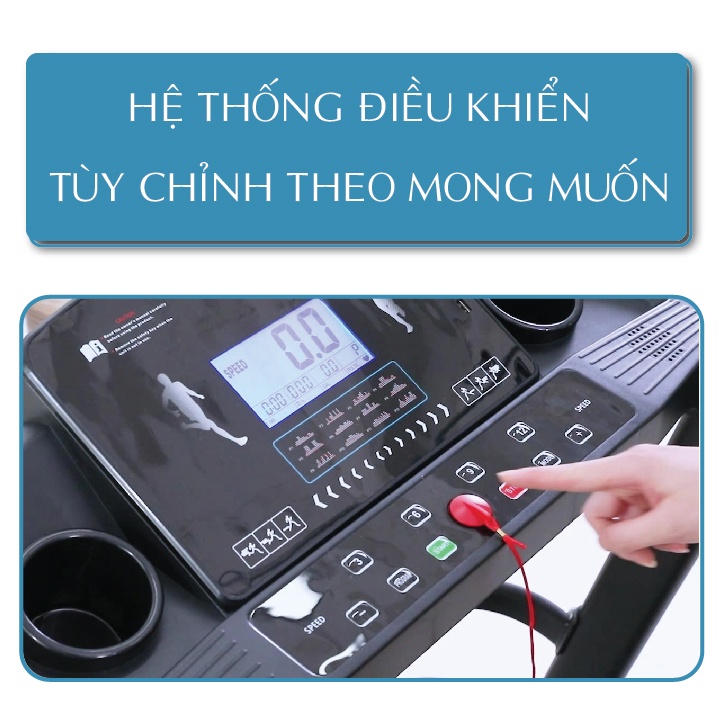 Máy chạy bộ điện đa năng HAMIGO SPORT130 tốc độ 14km kèm máy đánh mỡ bụng tập tại nhà