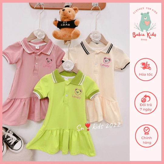 Váy Đầm POLO dáng thể thao đi học đi chơi cho bé gái