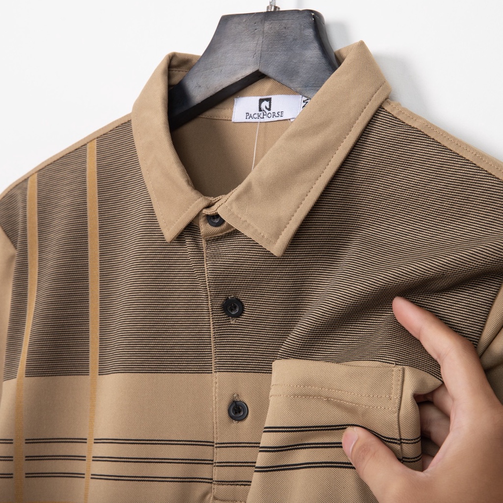 Áo Thun Nam Polo Parhouse Phối Sọc Có túi Nam Tính ASTD173