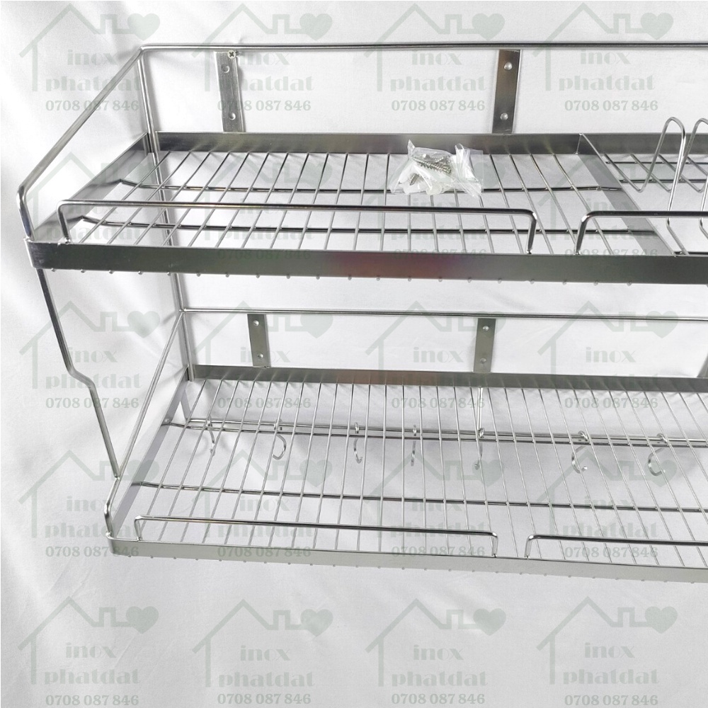Mua Kệ chén 2 tầng treo tường Inox 304 PHÁT ĐẠT (Dài 50cm/60cm), rổ úp ...