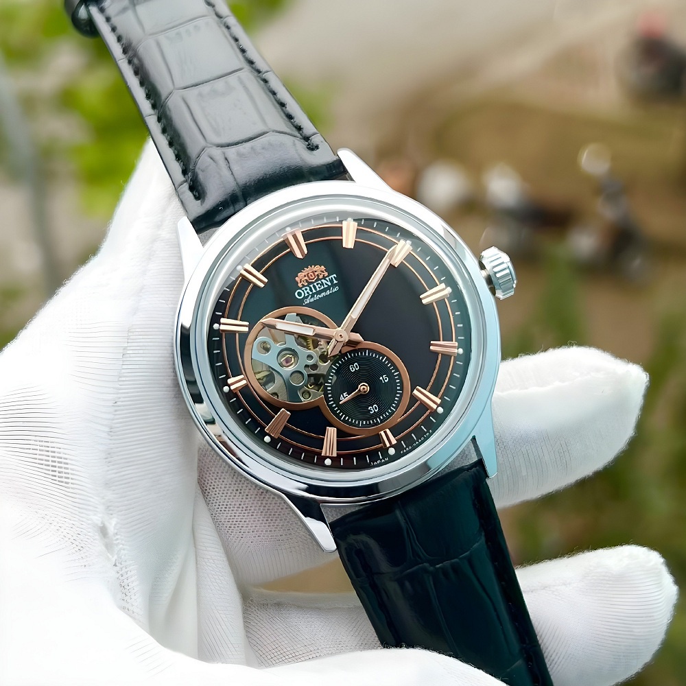 Đồng hồ nam Orient automatic dây da máy cơ nhật