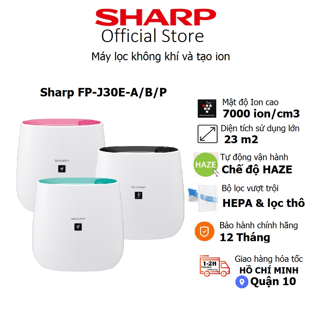 Máy Lọc Không Khí Sharp FP-J30E-A/B/P diện tích lọc 23m², Bộ lọc Hepa khử mùi Kháng khuẩn - Bảo hành 12 tháng | BigBuy360 - bigbuy360.vn