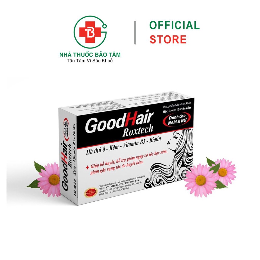 Viên Uống Good Hair cao hà thủ ô, kẽm, biotin, vitamin B5 giảm bạc tóc, gãy rụng tóc - 30 viên