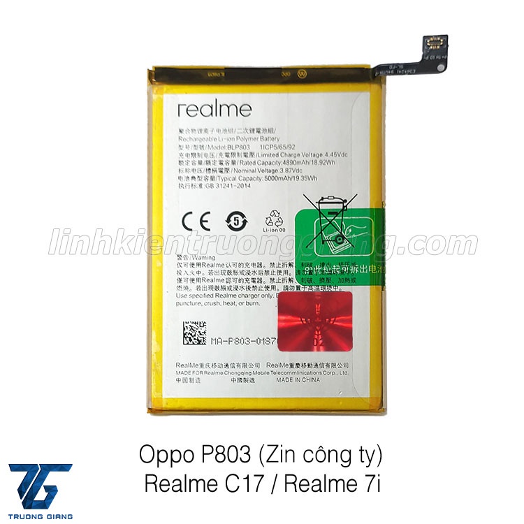 Pin Oppo BLP803 / Realme C17 / Realme 7I / Realme V3 / Realme Q3I / Realme NARZO30 -5G (Zin công ty)