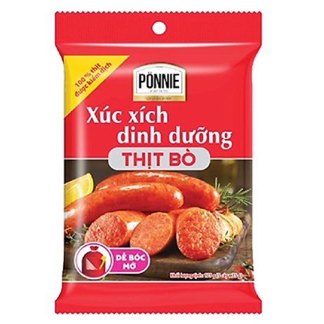 Thùng 20 bịch xúc xích dinh dưỡng ăn liền PONNIE bò 35g / Combo 4 bịch xúc xích dinh dưỡng ăn liền PONNIE bò 35g