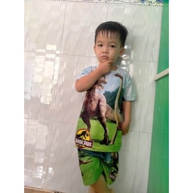 Bô thun Khủng Long T-rex bé trai có size 60kg, đồ bộ sát nách nách, tay ngắn mềm mịn, thấm hút mồ hôi